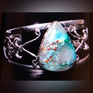 Quantum Quattro Stamped Solid 925 Sterling Silver Cuff Bracelet